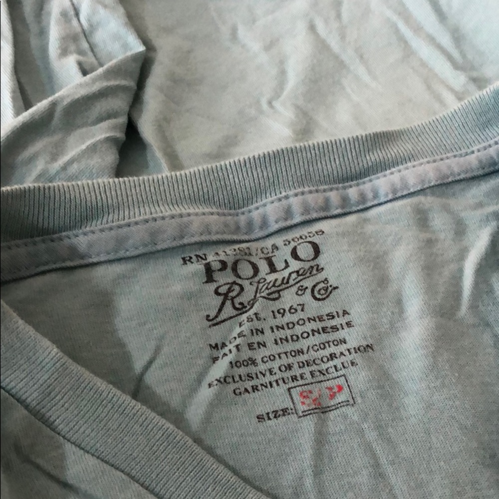 Blue and yellow polo v neck